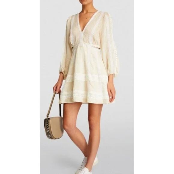 Sandro Lace Cut Out Short Cream Dress. Size 34 or US 2 - Picture 2 of 7